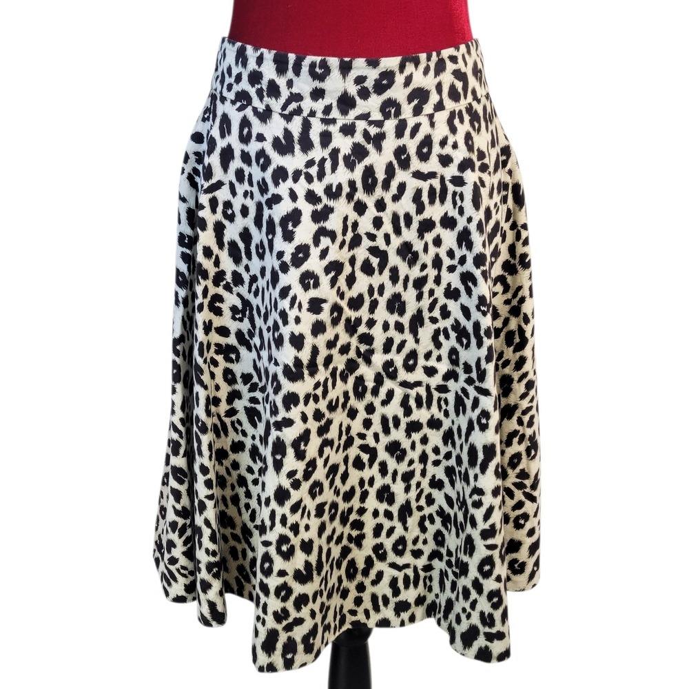 Amanda Chelsea Leopard Print‎ A Line Midi Skirt Women's Size 10 Casual  HG4524